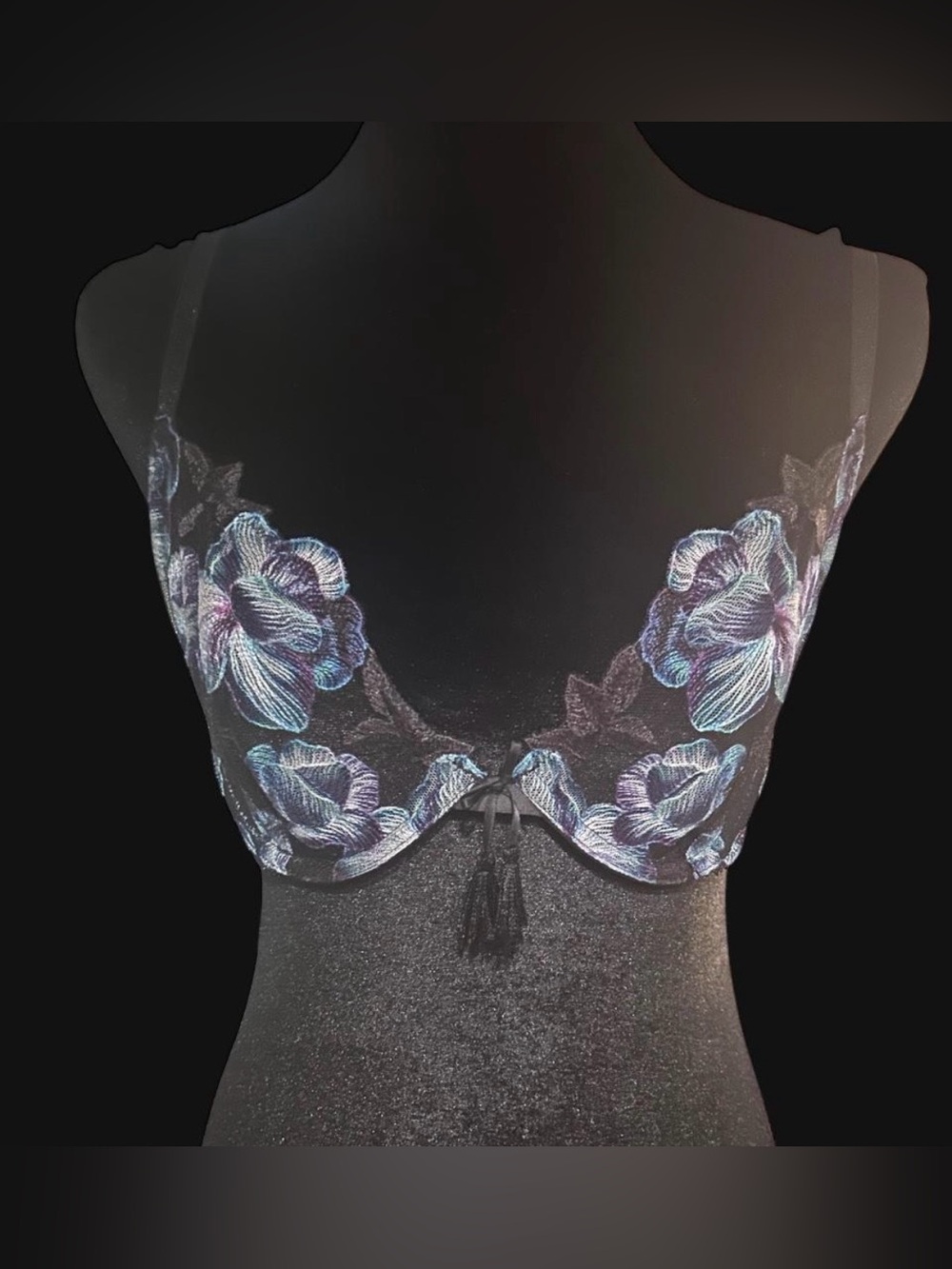 Victoria's Secret Sheer Electric Orchard Embroidered Plunge Demi Bra